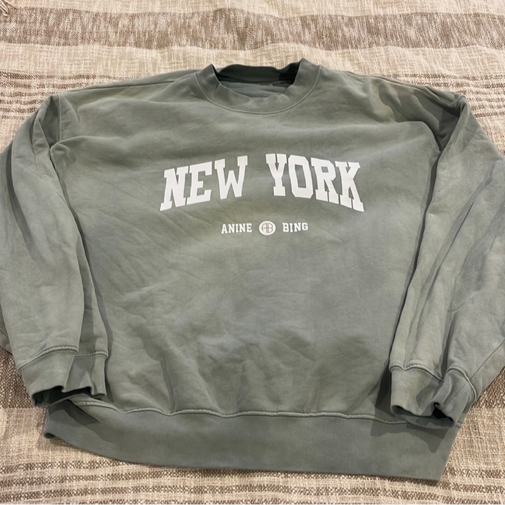 Anine Bing Men's Green Crewneck Sweater